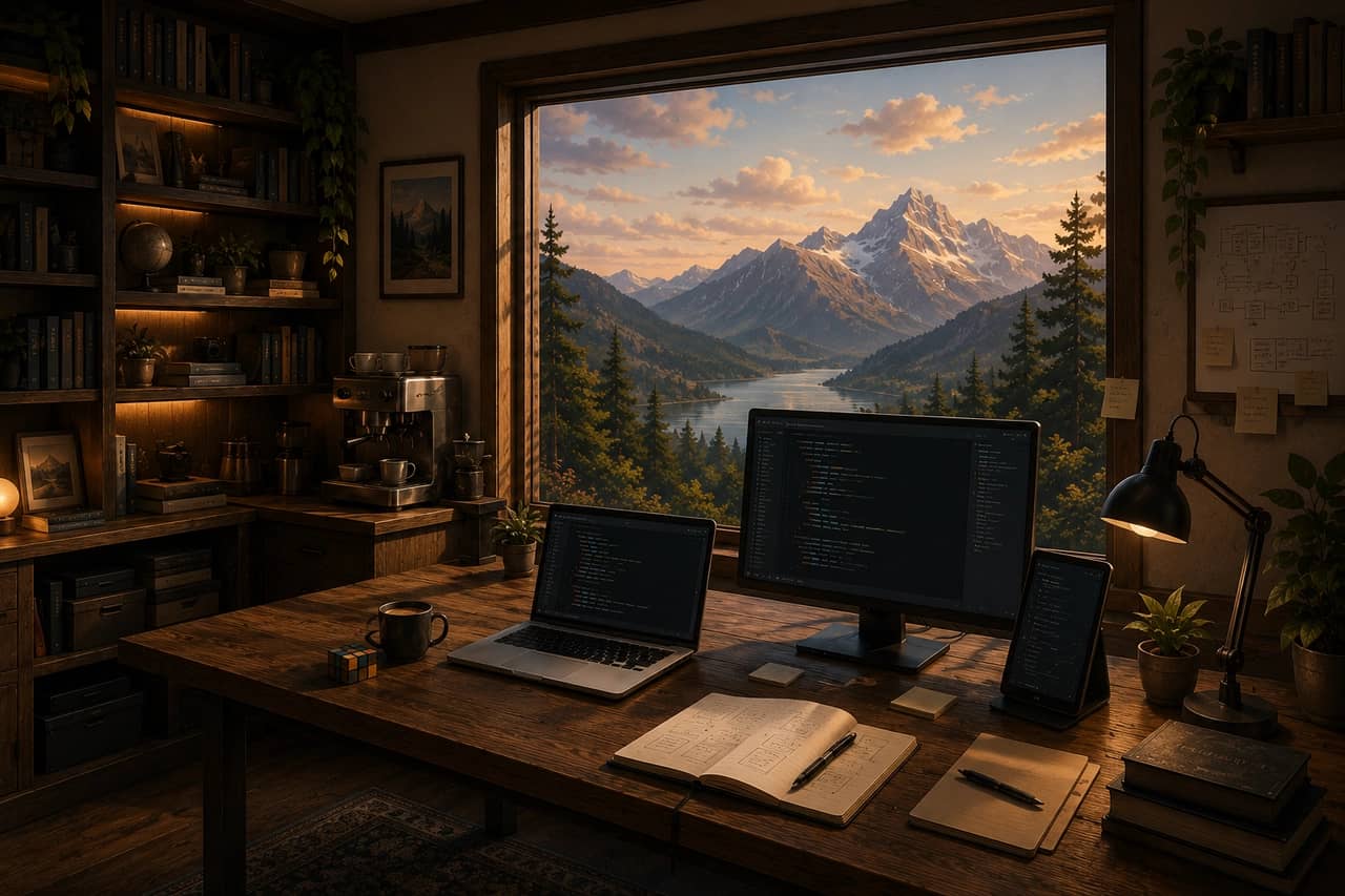background image showing a virtual office